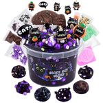 LAWOHO 300ml Black Cat Slime Kit, Purple Clear Slime for Kids with 9 Packs Slime Add-Ins, Slime for Kids Party Favors, Non Stick Slime Kit for Girls and Boys Birthday Halloween Christmas Easter Gifts