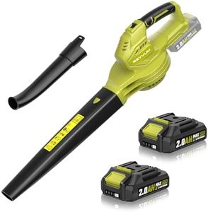 SEYVUM Leaf Blower, 20V Cordless Blower with 2 x 2.0Ah Battery, Electric Leaf Blowers for Lawn Care, 350 CFM 150 MPH Battery Powered Leaf Blower, for Patio, Garden Cleaning, Fast Charger, Lemon Green