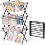 APEXCHASER Collapsible Clothes Drying Rack - Multi-Level, Foldable Steel Laundry Drying Rack for Spacious, Convenient Drying Experience Black