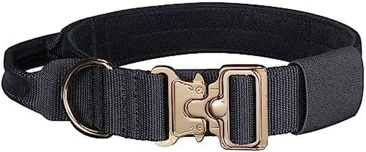 EXCELLENT ELITE SPANKER 1.5" Width Dog Tactical Collars Adjustable Military Dog Collar Soft Hook & Loop Padded Dog Collar with Control Handle (Black)