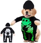 Skirfy Dog Costume Halloween Skeleton Skull Outfit and Hat for Cats,Glow in The Dark Small Dog Clothes,Funny Puppy Pet Cloth for Small Doggie Dog Toys