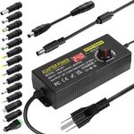 3V~24V 5A 120W Adjustable Power Supply Adapter,DC 3V 5V 6V 9V 12V 15V 18V 19V 20V 24V Universal AC/DC Adapter,100V-240V AC to DC Converter with 5.5x2.5mm 14 Tips for LED Strip Light Speaker