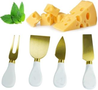 HSHQING Marble Cheese Knife Set of 4 Gold and White Charcuterie Accessories, Heavy Marble Handle Butter Spatula Sandwich Cream Knives Cheese Spreader Cutter,Housewarming Gift
