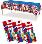 3Pack International Flag Table Cloth Disposable World Country Flags Tablecloth Waterproof Plastic Table Cloths for 2024 Sports Celebration Decorations Party Supplies