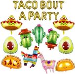 Urby Taco Bout a Party Decorations 25 pcs Giant Balloon Set, Globos Para Decoracion De Fiestas, Taco Tuesday Decorations, Hispanic Heritage Balloons, Self-Seal, Reusable.