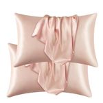 DuShow Satin Pillow Cases 2 Pack – Satin Pillowcases For Hair and Skin,Luxury Satin Pillowcase with Envelope Closure,Pink 50x76 cm