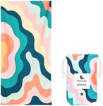 Dock & Bay Beach Towel - Quick Dry, Sand Free - Compact, Lightweight - 100% Recycled - Includes Bag - Stripes Go Wild - Get Wavy - Large (160x90cm, 63x35)