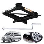 2 Tonne Vehicle Scissor Jack with Crank Handle for Ford Mondeo/Fiesta/Focus, Lifting Range: 105mm to 385mm, Rustproof Tyre Repair Tools Kit Roadside Emergency Lift Jacks for Car Van, 5-Year Guarantee