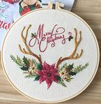 Embroidery Kit Merry Christmas Deer Antler Ornaments Awesocrafts Full Range of Embroidery Starter Kits for Beginners Adults Kids DIY Handmade Easy Patterns (Antler)