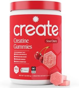 Create Creatine Monohydrate Gummies for Men & Women | 1.5g Creatine per Gummy for Muscle Strength, Endurance, Recovery, & Focus | Vegan, Non-GMO, Gluten-Free | Premium Sour Cherry Flavor | 90 Count
