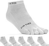 FUN TOES Men's Toe Socks Barefoot Running Pack Of 6 Pairs 10-13 White