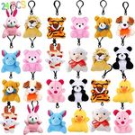 DINESIL 24 Pack Mini Plush Animals Toys, Small Stuffed Animal Plush Keychain Set for Goodie Bag Fillers, Easter Basket Stuffers, Easter Party Favors, Classroom Prizes