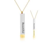 HSWYFCJY Gold Beautiful And A Btch Necklaces For Women,Inspirational Vertical Bar Square Tubes Pendant With Hidden Message Band Friendship Funny Hilarious Sarcastic Jewelry Gift for Girls