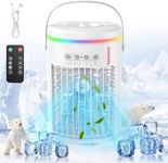 Portable Air Conditioners,1400ml Mini Air Conditioner 4-in-1 Air Cooler Remote Control Humidifier Mini AC with LED, Personal Air Conditioner 3 Speeds Timing Evaporative Cooling Fan for Bedroom Outdoor