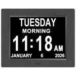 Digital Calendar Dementia Clock for Seniors 8 Alarm Option+10 Levels Auto Dimmer Digital Clock with Date and Time for Elderly Large Number Display Alzheimers Clock