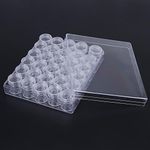 Jewelry Box Organizer Storage Container, 30 pcs Clear Plastic Compartment Adjustable Jewelry Bead Storage Small Round Container Jars with Rectangle Box