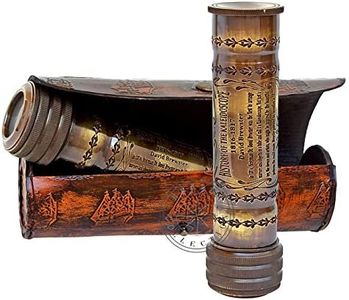 Hanzla Collection Engraved Brass Kaleidoscope Maritime Nautical Kids Gift with Antique Leather Case