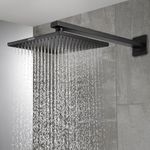 ALTON SHR20820, SS-304 Grade, 12x12 Square Over Head Shower With 21-INCH Arm and Wall Flange (Matte Black)