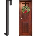 Metal Wreath Hanger for Christmas Home Office Wall Wedding Door Decor Hook Wreath Hook Hanger 15 Inches, Wreath Hanger for Indoor and Outdoor Display (Black)