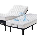 Waterproof Quilted Split Queen Mattress Protector for Adjustable Beds 2X(30x80) Padded Fitted Matress Cover White