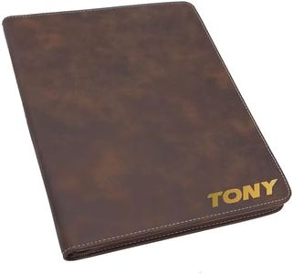 Personalized Portfolio Pad Holder with Zipper - Custom Padfolio (Rawhide with Gold)