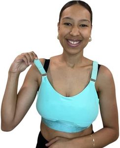 Journey Hands Free Pumping Bra | Patent-Pending Pumping & Nursing Velcro Adjustable Bra, Teal, Large