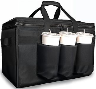 FRESHIE Insulated Food Delivery Bag with Cup Holders/Drink Carriers Premium XXL, Great for Beverages, Grocery, Pizza, Commercial Quality Hot and Cold (XL Pro), Black, 1, XL Pro