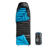 Naturehike 220×85cm CW400 Ultra light down sleeping bag Adult mummy camping sleeping bag 650FP -11℃—6℃ With waterproof compression bag Suitable for hiking/cycling/camping Blue-black