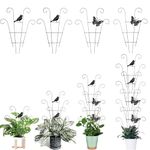 LONCHDAN Indoor Plant Trellis for Climbing Plants Indoor Trellis Indoor Metal Trellis 4 Pack for Garden Plants Support Small House Plant Trellis for Vines, Flower