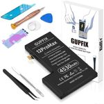 GUPFIX Diagnostic Battery for iPhone 12Pro Max No Pop-up Unknown Part Warning, 4530mAh High Capacity Li-Polymer Rechargeable Battery Replacement for iPhone 12Pro Max with Full Tool Kit
