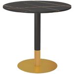 HOMCOM Round Dining Table for 4, Modern Kitchen Table with Faux Marble Top and Steel Base for Living Room, Dining Room, Black