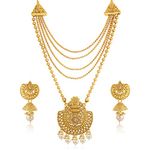 Sukkhi Glittery LCT Gold Plated Wedding Jewellery Pearl Long Haram Necklace Set For Women (N83800)