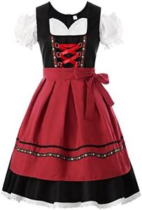 ReliBeauty Dirndl Dresses Women Traditional Oktoberfest Costume 2 Piece Red,M