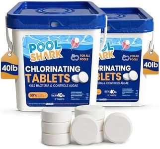 Pool Shark Swimming Pool Chlorine Tablets 80 lbs (2x40) 3-Inch Chlorine Tablets Slow-Dissolving 90% Active Chlorine Tabs Pool Chemicals for Inground Pools Above Ground Pools Saltwater Spa Hot Tub