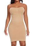 Betaven Women's Shapewear Slip Dress Tummy Control Slips Camisole Full Slip for Under Dress Seamless Body Shaper,Beige,Small