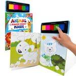Wembley Animal Finger Painting & Coloring Art Book with 5 Finger Paint Ink Thumbprint Art & Craft for Boys & Girls Age 3 4 5 6 + Years Non-Toxic Mess-Free Washable Colors Ideal for Birthday Gift