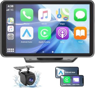 Gegaibe Wireless Car Stereo with Apple CarPlay/Android Auto, Portable Touch Screen Car Radio Multimedia Player with Bluetooth, Backup Camera, Navigation, Mirror Link for All Vehicles