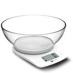 Flexnest XL Bowl Digital Kitchen Weighing Scale with FREE Measuring Bowl & Food Weight Machine for Health, Fitness, Home Baking & Cooking, 1 Year Warranty & Batteries Included - White