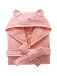 Boys &Girls Kids Terry cloth Bathrobe Hooded Soft Towel Robe 100% Cotton Toddler Bathrobe Pajama Loungewear Kids Hooded Beach Towel 2-12 Years (CA/US, Age, 7 Years, 9 Years, Pink)