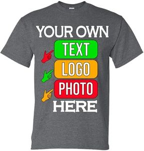 Custom T-Shirts for Men and Women Design Your Own Personalized Shirt with Text Image Logo Customizable Front and Back Print Soft Cotton Tee Heather Dark Gray