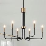 ZemSum Modern Chandelier, 6 Lights Black and Gold Chandeliers Ceiling Lights Farmhouse Dining Room Ceiling Light Fixtures Ceiling Hanging, Rustic Pendant Lights for Kitchen Island