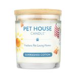 One Fur All 100% Natural Soy Wax Candle, 20 Fragrances - Pet Odor Eliminator, Appx 60 Hrs Burn Time, Non-Toxic, Eco-Friendly Reusable Glass Jar Scented Candles – Pet House Candle, Sunwashed Cotton