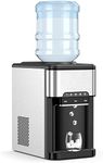 PETSITE Countertop Water Cooler Dispenser with Ice Maker, 3 in 1 Top-Loading Hot & Cold Water Dispenser 5 Gallon, 48 LBS Daily-Ice, Portable Ice Cube Makers Machine for Home Kitchen Office Bar