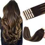 GOO GOO Tape in Hair Extensions human hair, tape Hair Extensions, 14inch 25g 10pcs, Human Hair Extensions, 2/6/2 Dark Brown Balayage