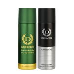 DENVER Hamilton Deo & Black Code Original- 200ML Each (Combo Pack of 2) | Long Lasting Deodorants Body Spray for Men