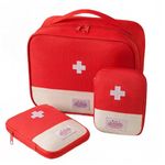 CMANLNYK 3Pcs Travel First Aid Kit - First Aid Bag Empty, Mini/Small/Large Medical Kit, Portable Medical Storage Bag for Holiday Traveling Outdoor Camping Home Hiking Survival Kit Red