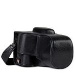 MegaGear Canon EOS Rebel T7i, 800D, Kiss X9i, 77D, 9000D (18-55mm) Ever Ready Genuine Leather Camera Case and Strap, with Battery Access - Black - MG1192