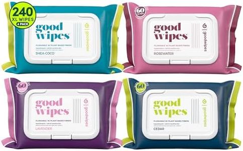 Goodwipes Flushable & Plant-Based Wipes with Botanicals | Dispenser for At-Home Use | Variety Pack with Aloe Septic and Sewer Safe | 240 count (4 packs) - Biggest Adult Wipes