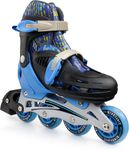 New-Bounce Adjustable Inline Skates for Girls and Boys - for Kids, Teens, and Young Adults Outdoor Roller Skates for Boys Ages 8-12 for Beginners & Advanced | Blue