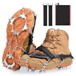 OROOTL Crampons Ice Snow Traction Cleats Upgraded 19 Steel Crampons for Boots and Shoes Anti Slip Ice Cleats for Men Women Kids Snow Chains Crampon with Strap for Walking Hiking Climbing Fishing